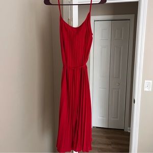 H&M pleated red midi dress